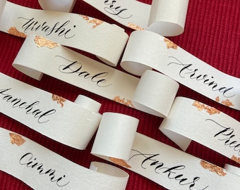 Scroll Paper Place Cards with Hand Calligraphy | Romantic, Fairytale, Classic Wedding Place Card