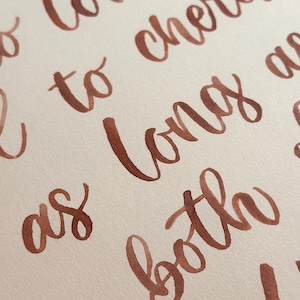 Huwelijksgeloften in aquarelkalligrafie | Aangepaste kalligrafie/handgeschreven gedicht, tekst, verzen, brief/gepersonaliseerde kalligrafie