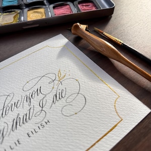 Je t'aime carte | Calligraphie personnalisée/ poème manuscrit, paroles, vers, lettre/ calligraphie personnalisée