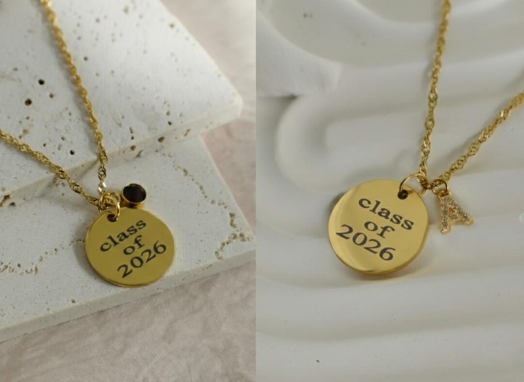 Custom Engrave Disc Necklace, Graduation 2026 Gift, Personalized Name ...