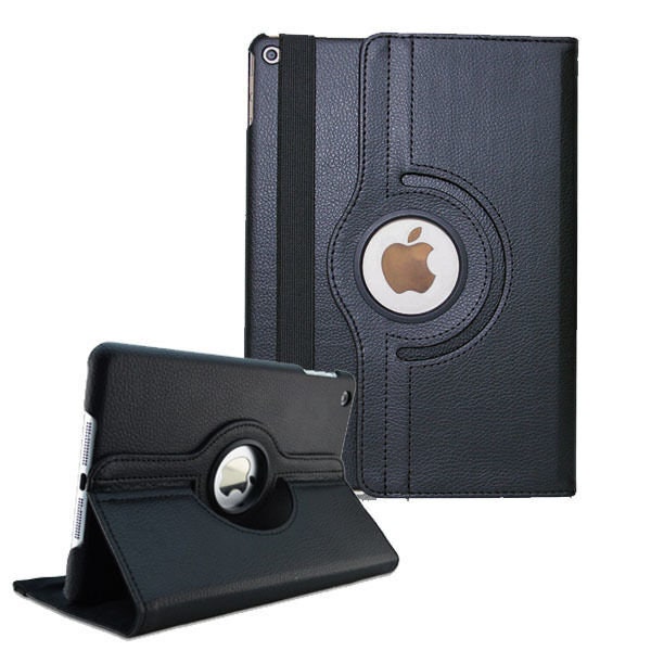 Black iPad Leather 360 Degree Rotating Swivel Case iPad 7 iPad 8 iPad 9 iPad Air 5 iPad Air 4 iPad Air 3 iPad Air 2 iPad Mini 6 iPad Mini 5