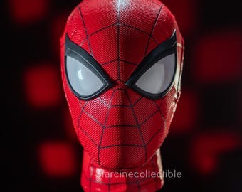 3D Web Pattern Red Mask - Cosplay Costume with Replaceable Eyes