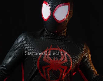 Máscara de cosplay de héroe Miles Spider-Man con traje de héroe