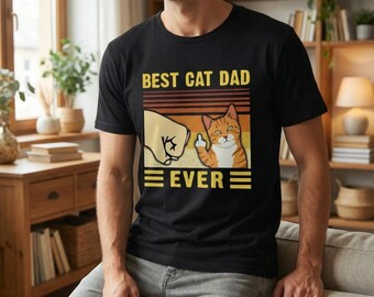 Funny Cat Dad T-Shirt, Rude Cat Middle Finger, Sarcastic Gag Gift