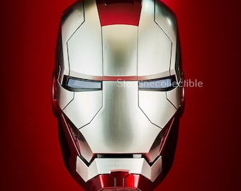 Casco Mark 5 con control por voz y sensor táctil LED, ideal para cosplay