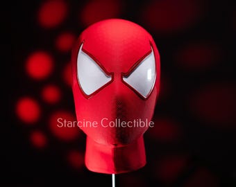 Red Scarlet Insect Hero Mask, Embossed Spider Pattern Cosplay