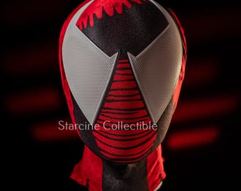 Movie Red Scarlet Insect Hero Mask, Embossed Spider Pattern Cosplay