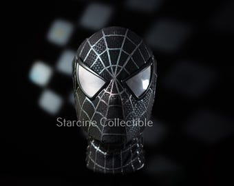 Black Symbiote Hero Mask, Magnetic Eyes - Cosplay Costume