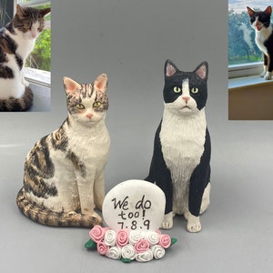 personalized custom cat wedding cake topper ,Pet CakeTopper，Pets Birthday，cat caketopper , Anniversary pet，cat Figurines，cats birthday