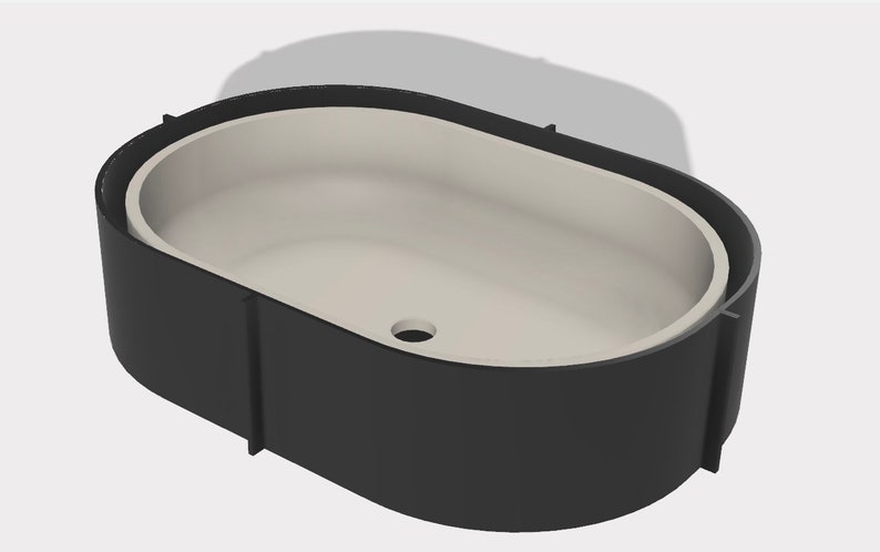 Concrete Sink Mold Oval Basin STL file for Silicone basin mold Cement crafts molds Beton designer, 3d model. image 3