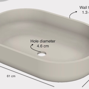 Concrete Sink Mold Oval Basin STL file for Silicone basin mold Cement crafts molds Beton designer, 3d model. image 2
