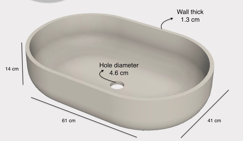 Concrete Sink Mold Oval Basin STL file for Silicone basin mold Cement crafts molds Beton designer, 3d model. image 2