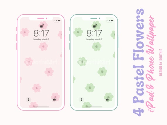 Set of 4 Pastel Iphone Ipad Wallpapers Flower Pastel Ipad - Etsy