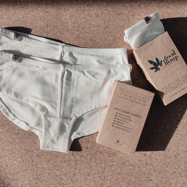 Pack of 3. Hipster. Good Hemp Underwear. Ethically made in UK