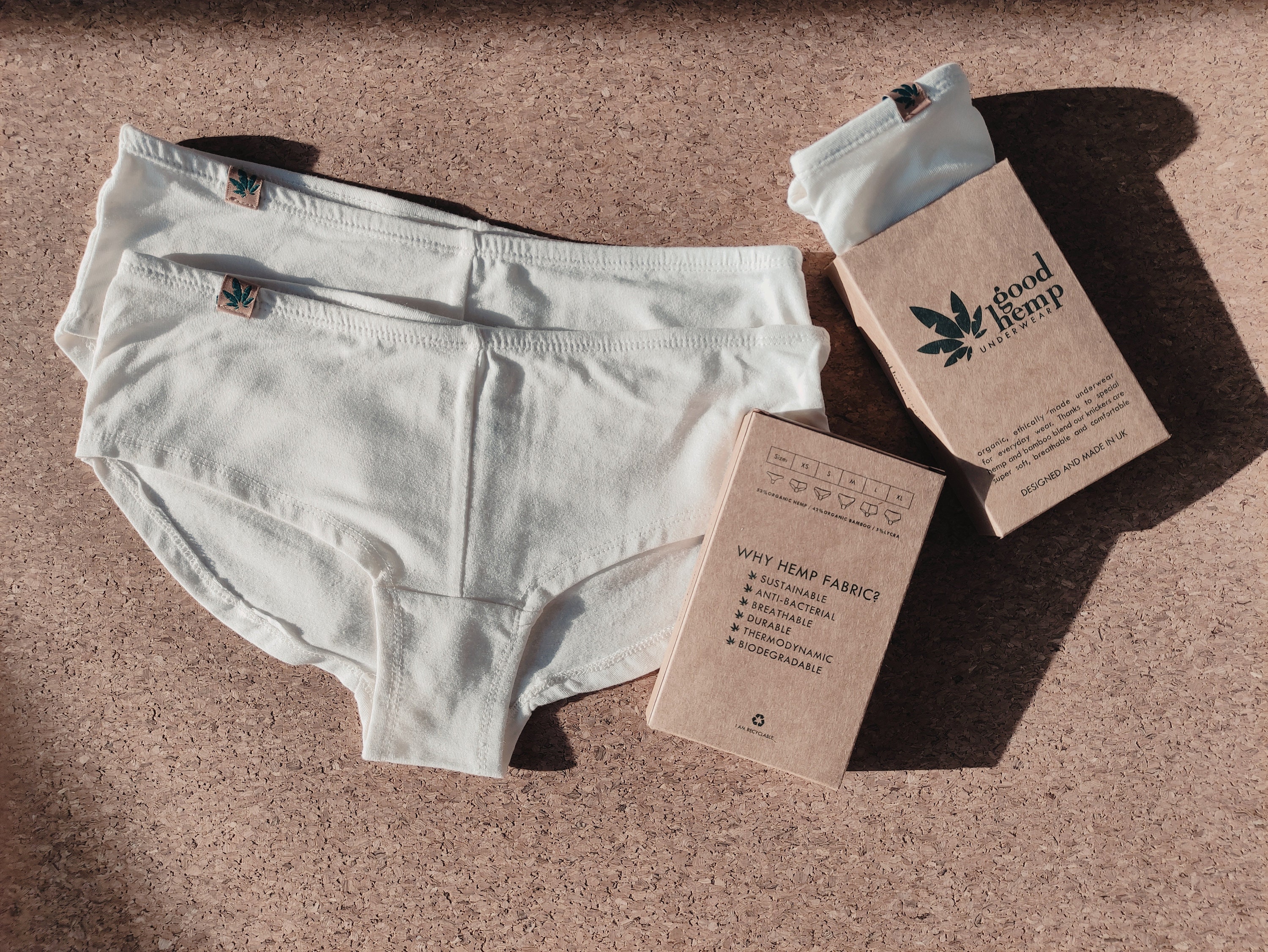 Pack of 3. Hipster. Good Hemp Underwear. Ethically Made in UK
