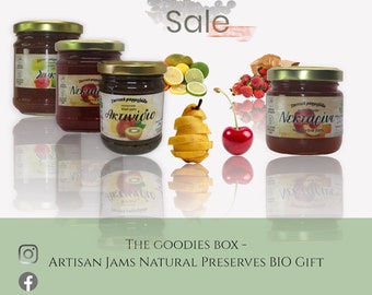 The goodies box - Artisan Jams Natural Preserves BIO Gift Made with Organic Brown Sugar & Local Organically Grown Handpicked Fruit