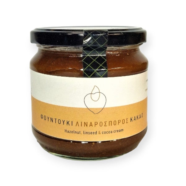 Handmade Creamy All Natural Sugar-Free Jam 12 Oz Jar | Hazelnut, Linseed & Cocoa Spread | Naturally Sweetened Chocolate Hazelnut Spread