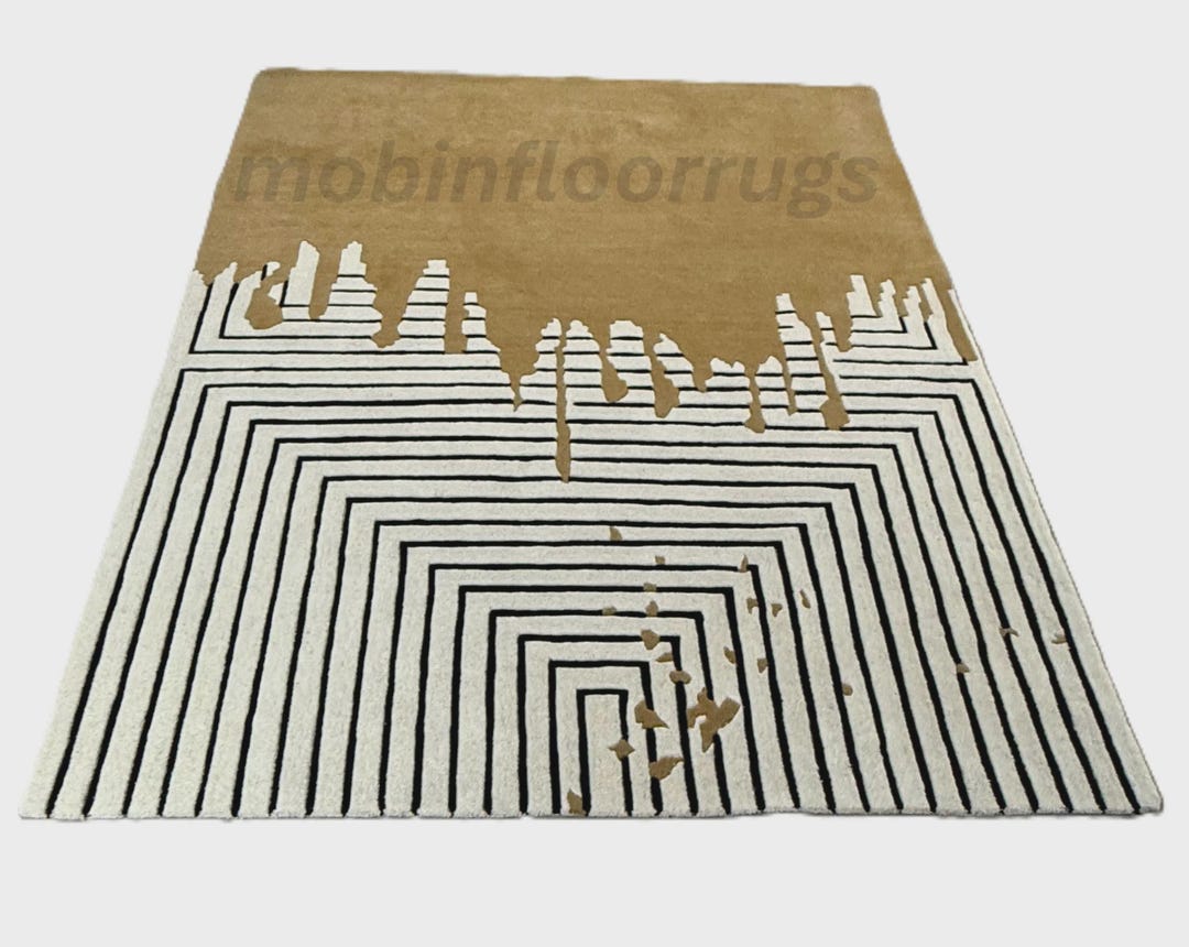 Toom Rug Drip Hand Tufted Area Rug, Black and White Geometric, Modern Drip Art - Etsy