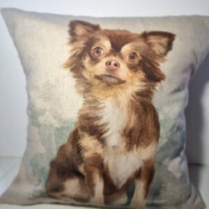 CHIHUAHUA PRINTCUSHION: Linen-Look Washable Pillow Cover