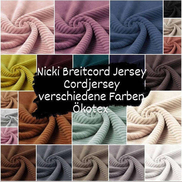 Cord Jersey, Nicki Breitcord Jersey, Rippenjersey, Rippstoff, Breitkordnicki, verschiedene Farben, Meterware ab 0,5m