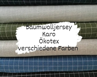 Cotton jersey, checked, Ökotex, 0.5 meters
