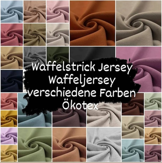 Waffelstrick Jersey, Waffeljersey, Waffelstrick, 100 % Baumwolle, verschiedene Farben, Meterware ab 0,5m