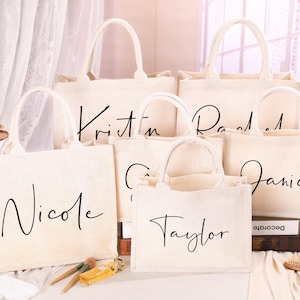 Personalized Tote Gift bag,Bridesmaid Bags,Beach Bag Gift,Bachelorette Party Favor,Bridesmaid gifts,Jute Bag,Bridal Party Gift,Thank You Bag