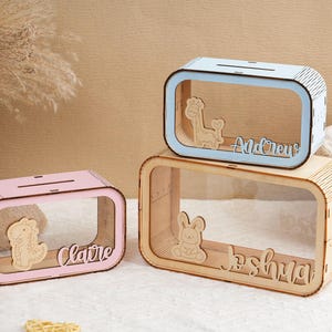 Wooden Animal Coin Bank,Personalized Wooden Piggy Banks,Cartoon Money Banks,Name Piggy Bank For Girl,Wooden Cash Box,Birthday Christmas Gift