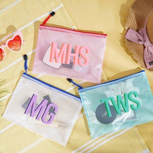 Personalized Monogrammed pool bag,Bridesmaids Wedding Bag,Sunscreen Storage Bag,Bachelorette Party Favor Gift,Graduation Gift,Girls Trip