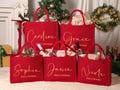 Custom Red Burlap Christmas Gift Bag,2025 Holiday Gift Bag with Name,Christmas Eve Gift Bag,Red Tote Gift Bags,Christmas Tree Bag,Party bags