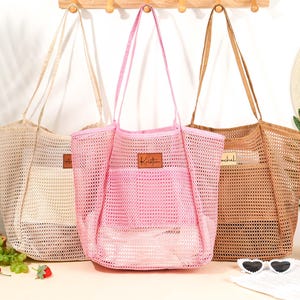 Personalized Beach Bag,Bridesmaid Beach Tote Bags,Summer Beach Bag,Custom Girls Trip Bag,Bridesmaid Proposal Gifts Bags,Mesh Tote Bag