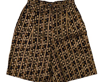Classiques for Nordstrom VTG Silk Gold Print Shorts Size 4 Preowned