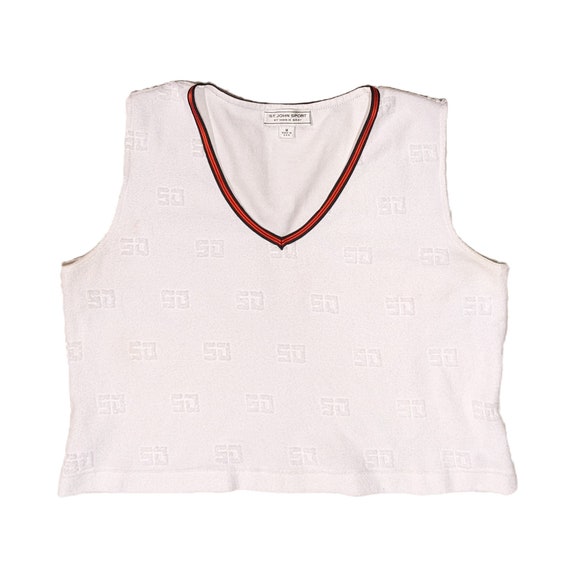 St John Sport by Marie Gray VTG White Cropped Top… - image 1