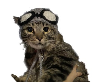 Crochet Aviator Cat Hat