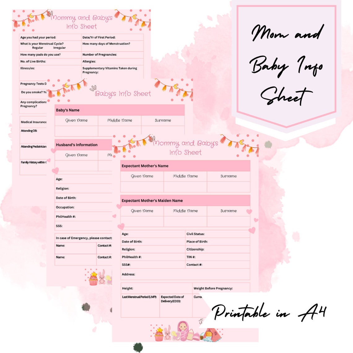 HOSPITAL BAG ORGANIZERS for Baby Girl Editable & Printable Etsy