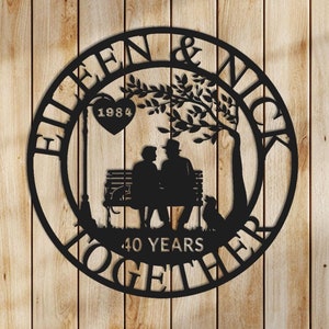 Custom 40th/30th/Any Years Anniversary Gift for Husband Wife, Metal Anniversary Sign, Wedding Anniversary Wall Art, Valentine's Day Gift