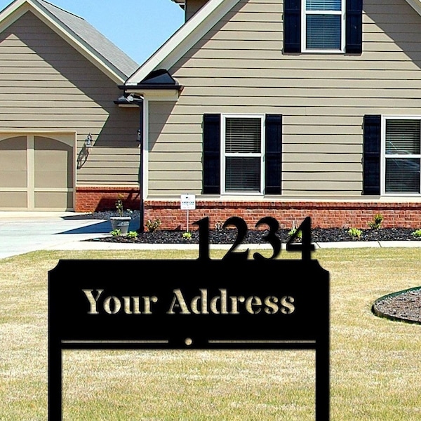 Personalized Address Sign Lawn Address Monogram Metal Sign Custom Address Sign Patio Decor Outdoor Lawn Decor Yard Address Sign