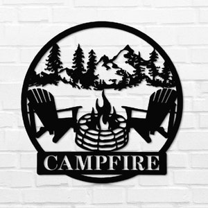 Personalized Camping Metal Wall Art Custom Campfing Metal Sign Family Name Sign Camper Signs Outdoor Metal Sign Mountain House Address Sign