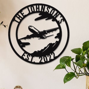 Custom Airplane Sign, Airplane Metal Wall Art, Pilot Name sign, Pilot gifts for Men, Airplane Name Sign, Boy Room Decor