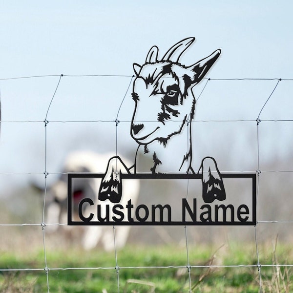 Letrero de metal de granja de cabras, letrero de cabra, arte de pared de metal de cabra personalizado, letrero de cabra de metal personalizado, letrero de rancho de cabras, decoración de pared de la casa de granja