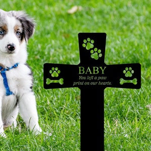 Custom Dog Memorial Cross Stake, Personalized Dog Grave Marker, Dog Outdoor Memorial Stake, Cross Garden Stake, Loss of Pet, Sympathy Sign