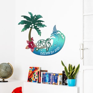 Metal Sea Turtle Sign, Sea Turtle Wall Art, Colorful Metal Turtle Wall Decor,Metal Sea Life,Turtle Decor,Ocean Decor,Gifts For Turtle Lovers