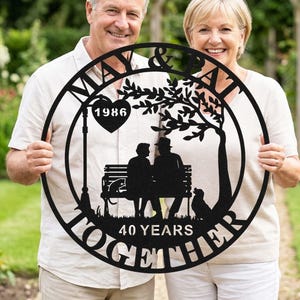 Letrero metálico personalizado para aniversario: Decoración de pared para el 20.º, 30.º, 50.º y 60.º aniversario, regalo personalizado de aniversario de bodas para padres.