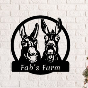 Custom Donkey Sign Personalized Donkeys Farm Sign Donkey Metal Wall Art Donkey Family Name Sign Farmer Gifts Farmhouse Decor