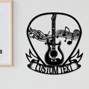 Guitar Pick Metal Wall Art With Led Lights, Personalized Guitar Metal Sign Music Room Decor,Christmas Gift Housewarming Gift