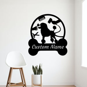 Aangepaste hond Grooming teken Pet Grooming kapsalon metalen teken Grooming Business Wall Art Dog Grooming Salon Decor Pet Groomer teken