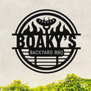Custom Barbecue Sign Backyard BBQ Metal Wall Decor Personalized Grill Sign BBQ Ourdoor Wall Hanging Outdoor Kitchen Sign Gift for Dad