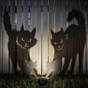 Black Cat Metal Yard Stake, Halloween Decor Outdoor Scardy Cat Creepy Cat Yard Stake, Black Cat Decor, Metal Cat Sign Halloween Yard Decor