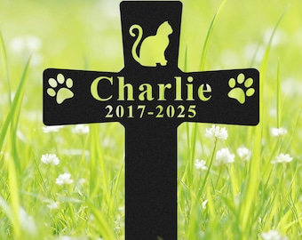 Letrero conmemorativo personalizado para gatos, lápida personalizada, estaca para entierro, regalo para la pérdida de un gato, letrero de condolencias