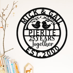 Personalized 25th Wedding Anniversary Sign, Parents Anniversary Gift, Custom 25 Years Anniversary Sign, Gift for Husband, Home Decor